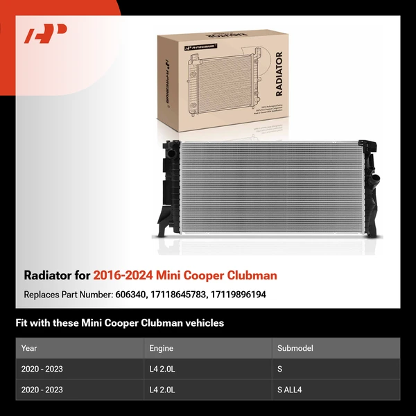 Radiator for 2016-2024 Mini Cooper Clubman