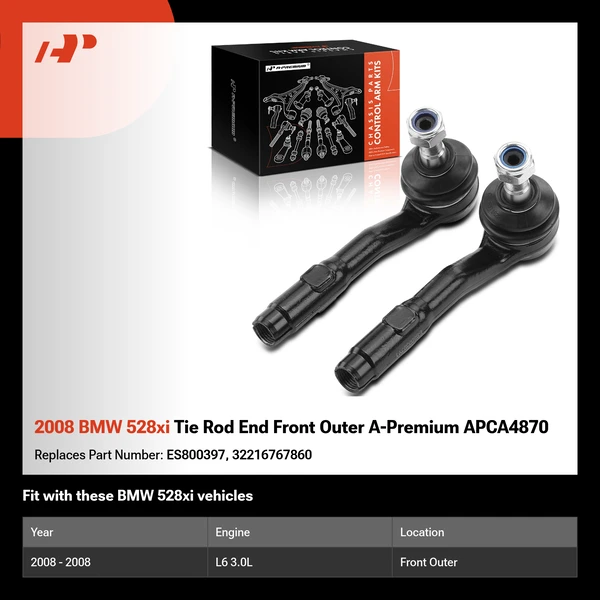 2008 BMW 528xi Tie Rod End Front Outer A-Premium APCA4870