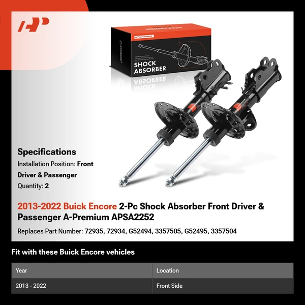 2013-2022 Buick Encore 2-Pc Shock Absorber Front Driver & Passenger A-Premium APSA2252