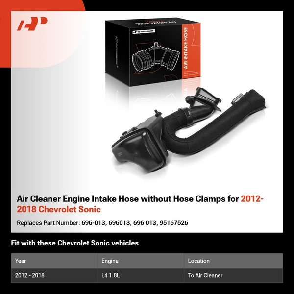 Air Cleaner Engine Intake Hose without Hose Clamps for 2012-2018 Chevrolet Sonic