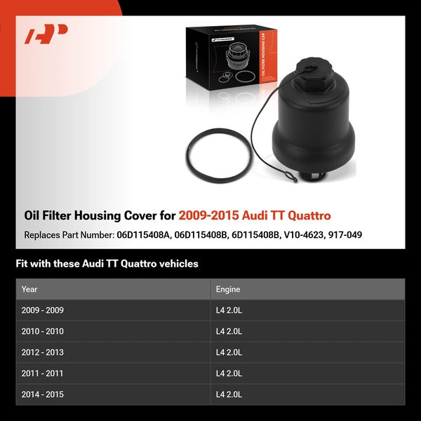 Oil Filter Housing Cover for 2009-2015 Audi TT Quattro