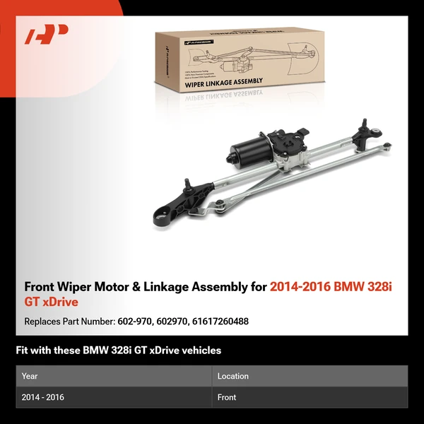 Front Wiper Motor & Linkage Assembly for 2014-2016 BMW 328i GT xDrive