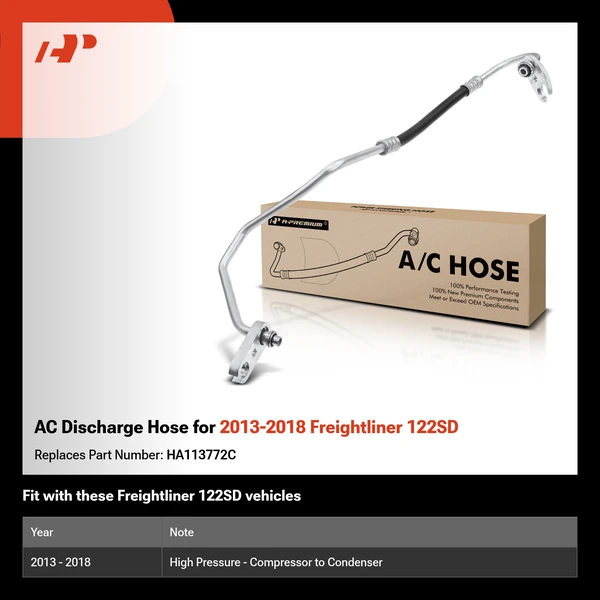 AC Discharge Hose for 2013-2018 Freightliner 122SD