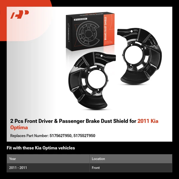 2 Pcs Front Driver & Passenger Brake Dust Shield for 2011 Kia Optima