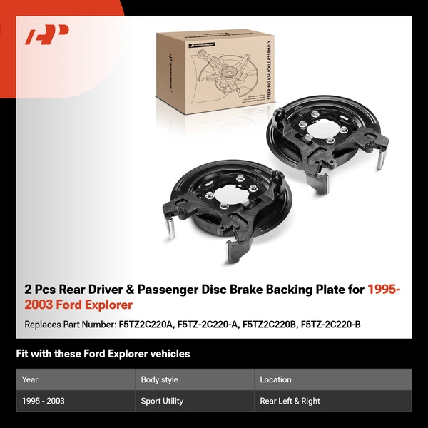2 Pcs Rear Driver & Passenger Disc Brake Backing Plate for 1995-2003 Ford Explorer