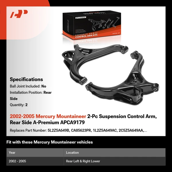 2002-2005 Mercury Mountaineer 2-Pc Suspension Control Arm, Rear Side A-Premium APCA9179