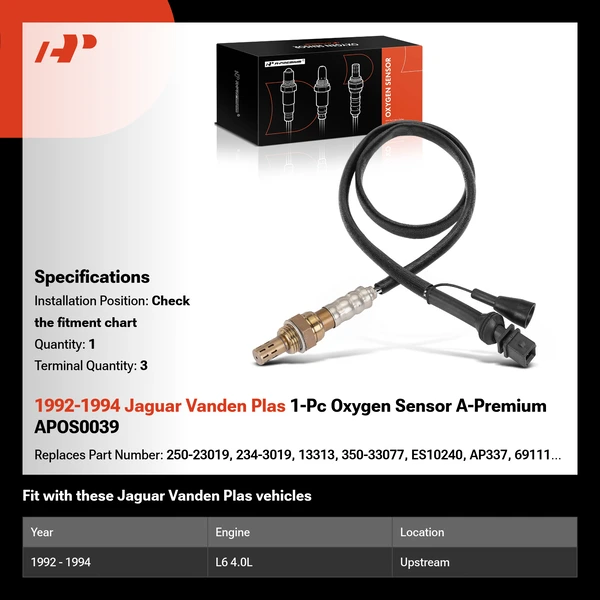 1992-1994 Jaguar Vanden Plas 1-Pc Oxygen Sensor A-Premium APOS0039