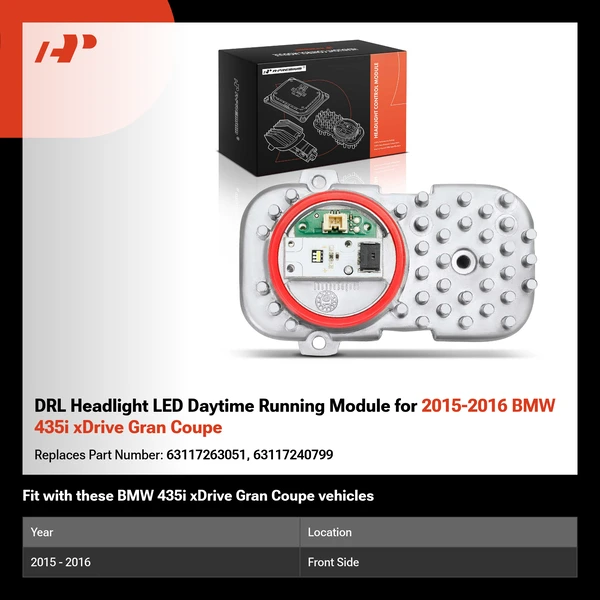 DRL Headlight LED Daytime Running Module for 2015-2016 BMW 435i xDrive Gran Coupe