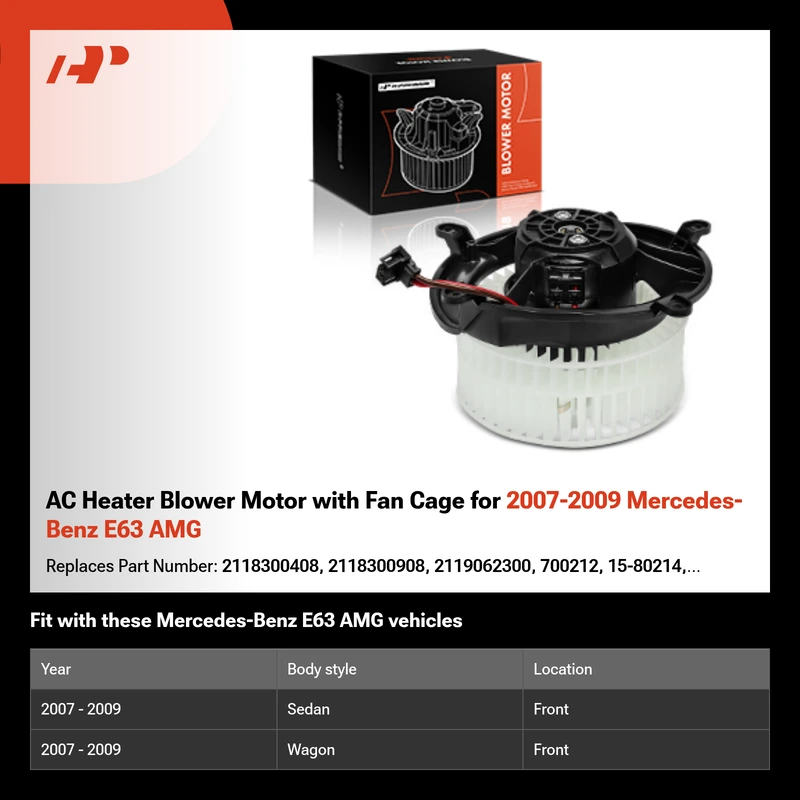 AC Heater Blower Motor with Fan Cage for 2007-2009 Mercedes-Benz E63 AMG