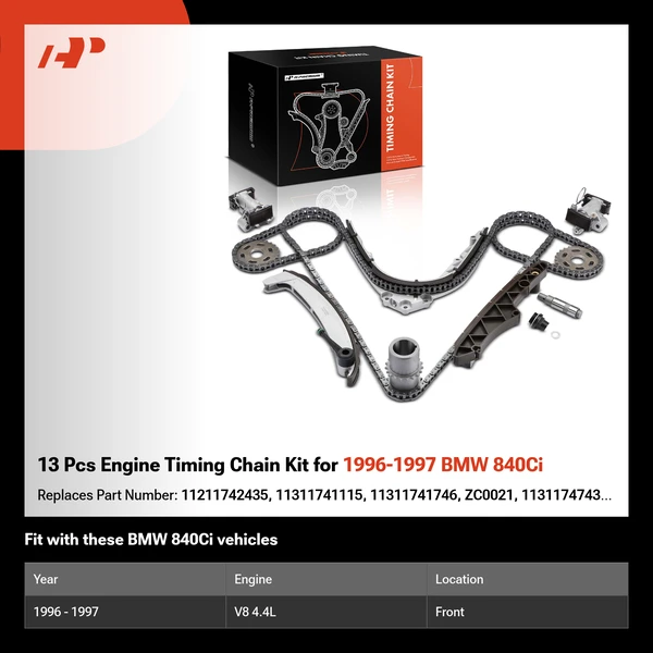 13 Pcs Engine Timing Chain Kit for 1996-1997 BMW 840Ci