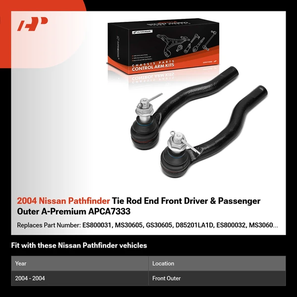 2004 Nissan Pathfinder Tie Rod End Front Driver & Passenger Outer A-Premium APCA7333