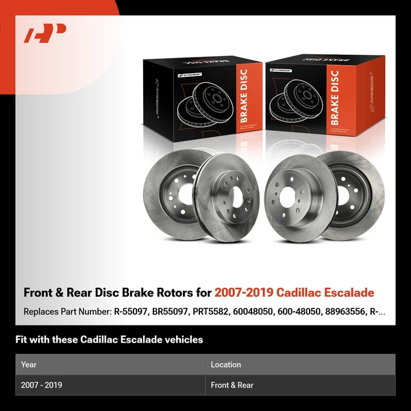 Front & Rear Disc Brake Rotors for 2007-2019 Cadillac Escalade