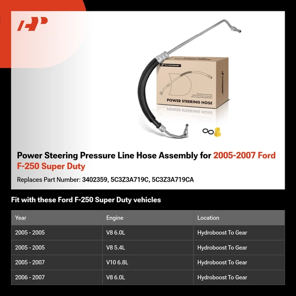 Power Steering Pressure Line Hose Assembly for 2005-2007 Ford F-250 Super Duty