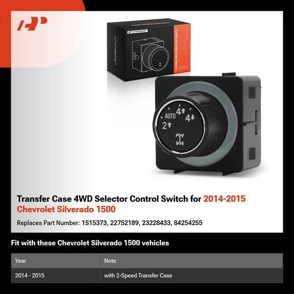 Transfer Case 4WD Selector Control Switch for 2014-2015 Chevrolet Silverado 1500