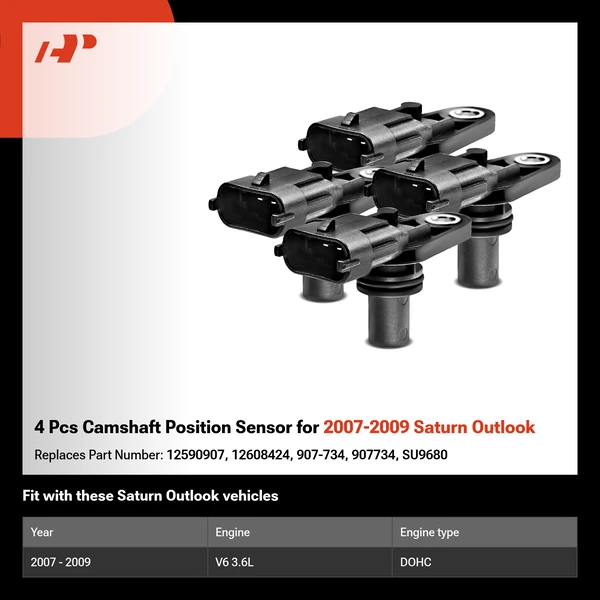 4 Pcs Camshaft Position Sensor for 2007-2009 Saturn Outlook