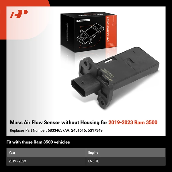 Mass Air Flow Sensor without Housing for 2019-2023 Ram 3500