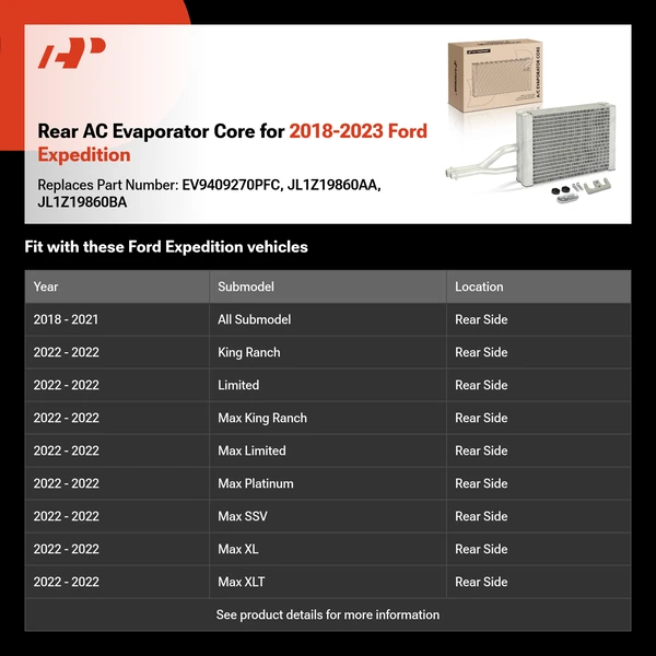 Rear AC Evaporator Core for 2018-2023 Ford Expedition