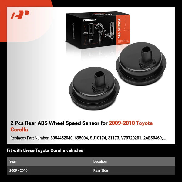2 Pcs Rear ABS Wheel Speed Sensor for 2009-2010 Toyota Corolla