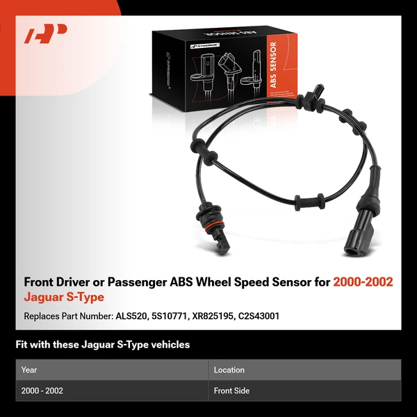 Front Driver or Passenger ABS Wheel Speed Sensor for 2000-2002 Jaguar S-Type