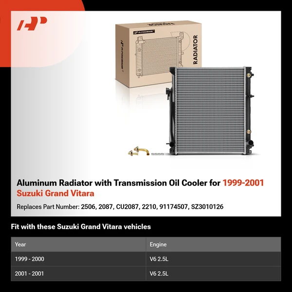 Aluminum Radiator with Transmission Oil Cooler for 1999-2001 Suzuki Grand Vitara