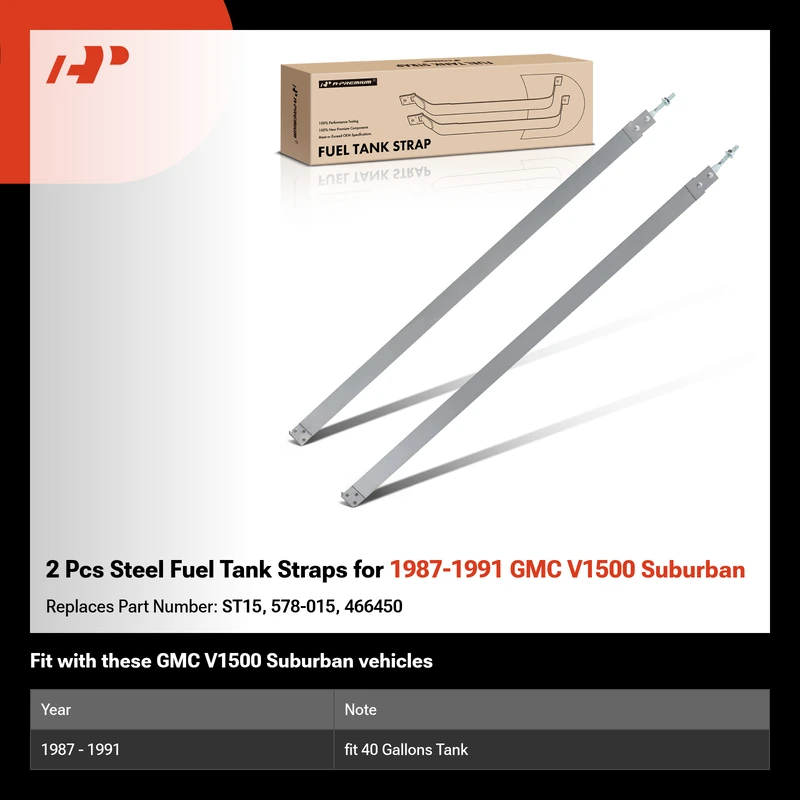 2 Pcs Steel Fuel Tank Straps for 1987-1991 GMC V1500 Suburban