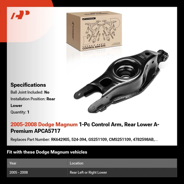 2005-2008 Dodge Magnum 1-Pc Control Arm, Rear Lower A-Premium APCA5717