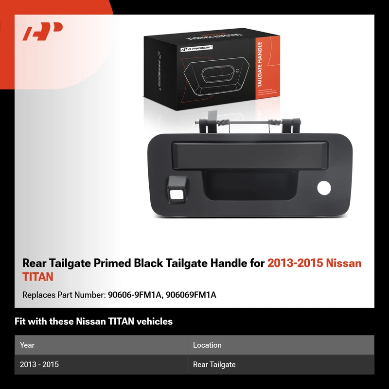 Rear Tailgate Primed Black Tailgate Handle for 2013-2015 Nissan TITAN