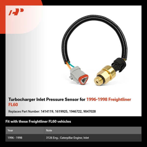 Turbocharger Inlet Pressure Sensor for 1996-1998 Freightliner FL60