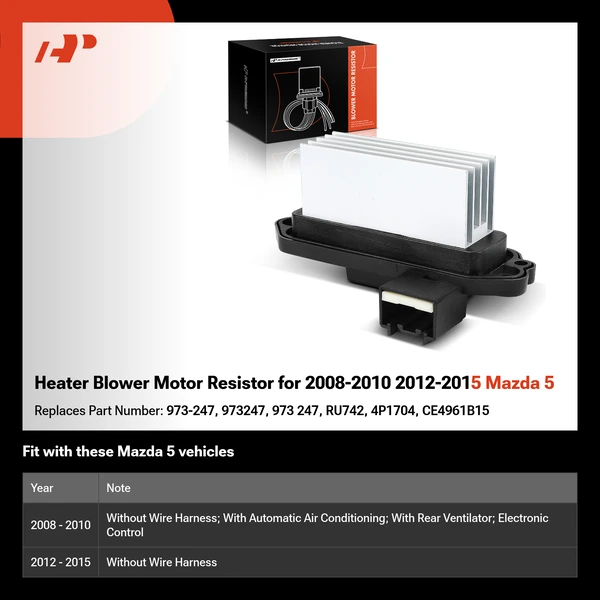 Heater Blower Motor Resistor for 2008-2010 2012-2015 Mazda 5