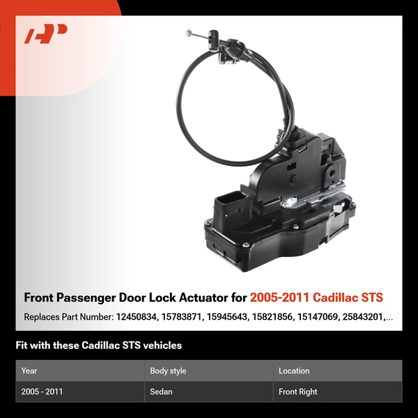 Front Passenger Door Lock Actuator for 2005-2011 Cadillac STS
