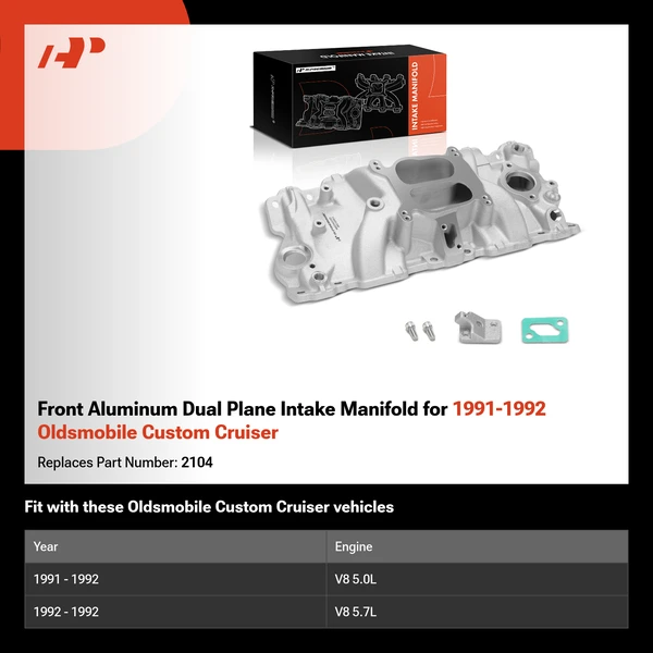 Front Aluminum Dual Plane Intake Manifold for 1991-1992 Oldsmobile Custom Cruiser