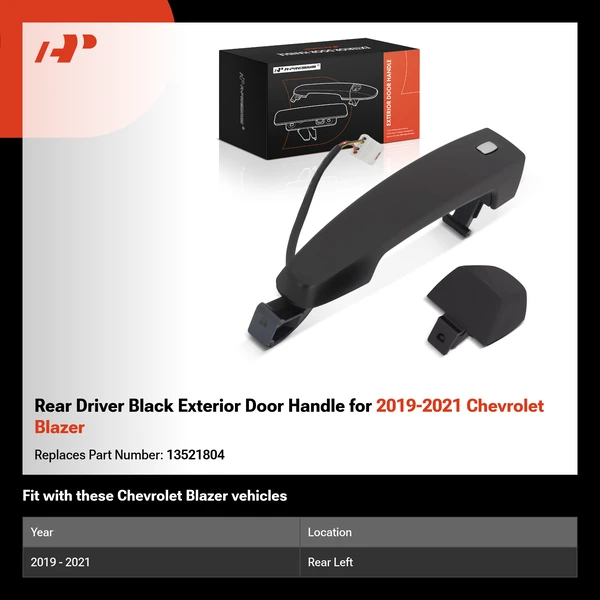 Rear Driver Black Exterior Door Handle for 2019-2021 Chevrolet Blazer