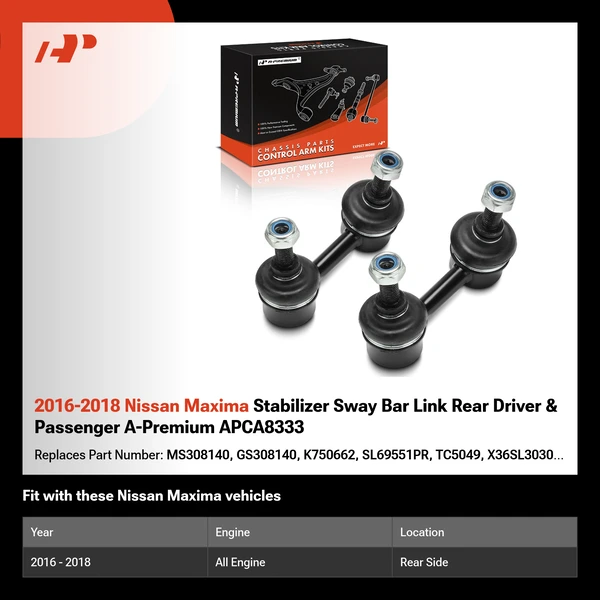 2016-2018 Nissan Maxima Stabilizer Sway Bar Link Rear Driver & Passenger A-Premium APCA8333