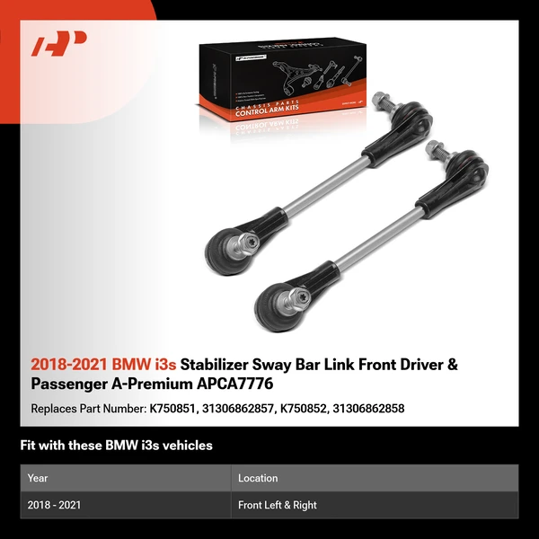 2018-2021 BMW i3s Stabilizer Sway Bar Link Front Driver & Passenger A-Premium APCA7776