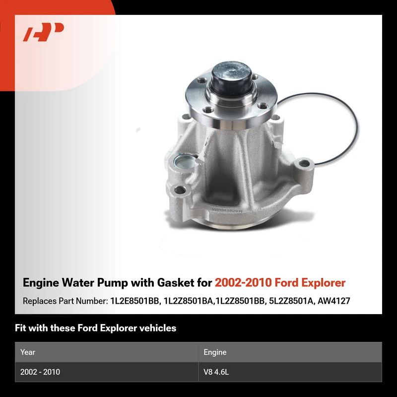 Engine Water Pump with Gasket for 2002-2010 Ford Explorer
