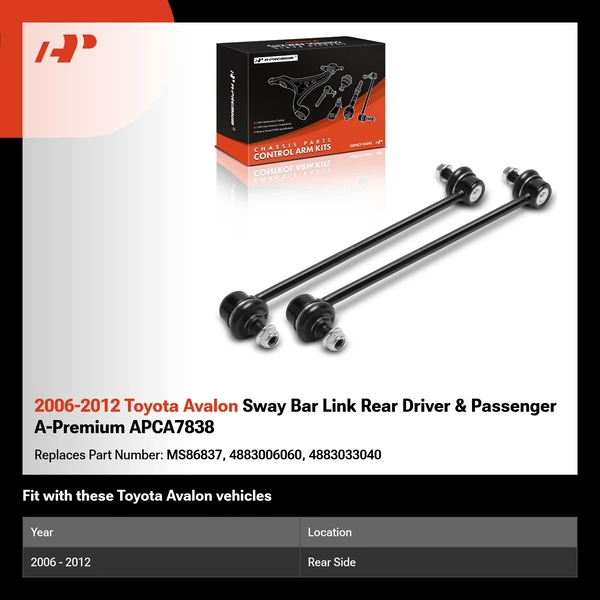 2006-2012 Toyota Avalon Sway Bar Link Rear Driver & Passenger A-Premium APCA7838