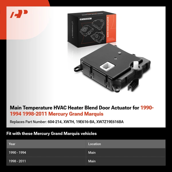 Main Temperature HVAC Heater Blend Door Actuator for 1990-1994 1998-2011 Mercury Grand Marquis