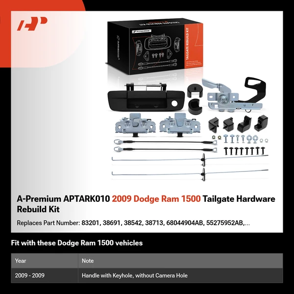 A-Premium APTARK010 2009 Dodge Ram 1500 Tailgate Hardware Rebuild Kit