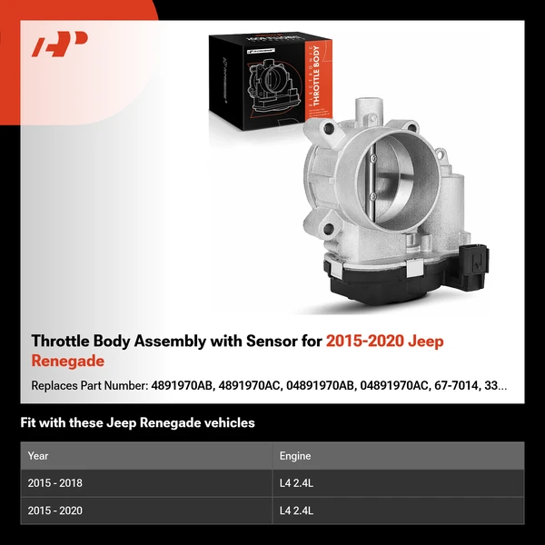 Throttle Body Assembly with Sensor for 2015-2020 Jeep Renegade