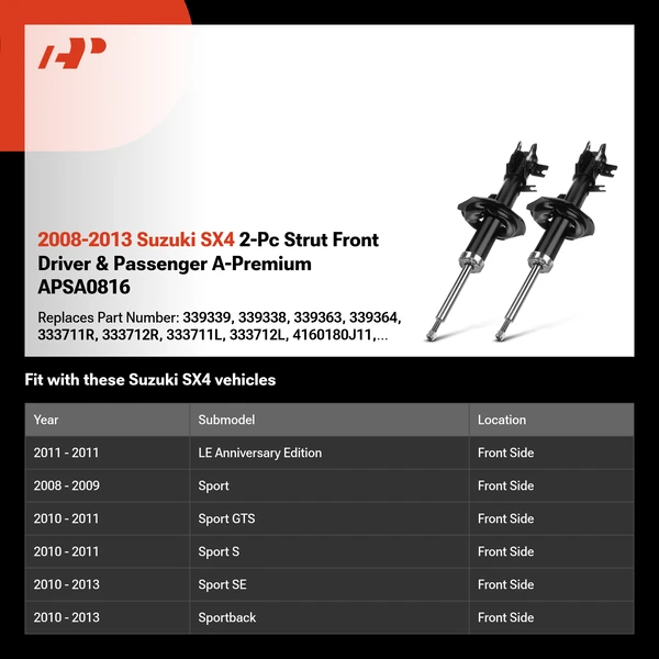 2008-2013 Suzuki SX4 2-Pc Strut Front Driver & Passenger A-Premium APSA0816