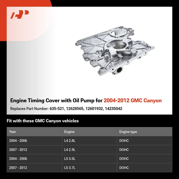 Engine Timing Cover with Oil Pump for 2004-2012 GMC Canyon