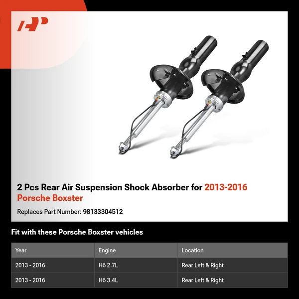 2 Pcs Rear Air Suspension Shock Absorber for 2013-2016 Porsche Boxster