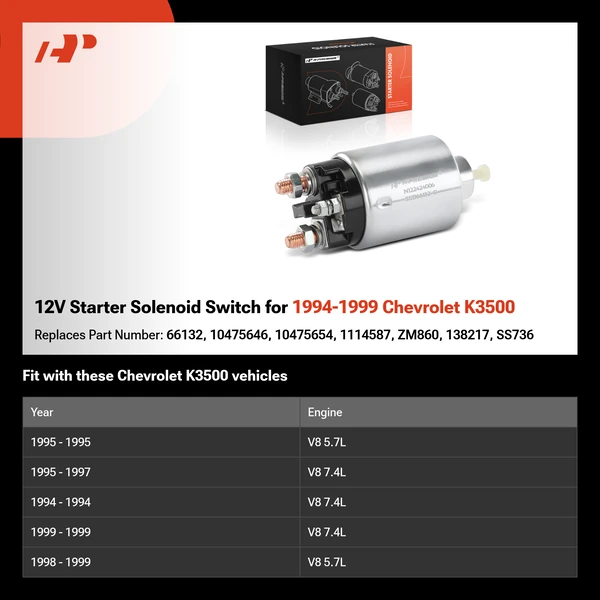 12V Starter Solenoid Switch for 1994-1999 Chevrolet K3500