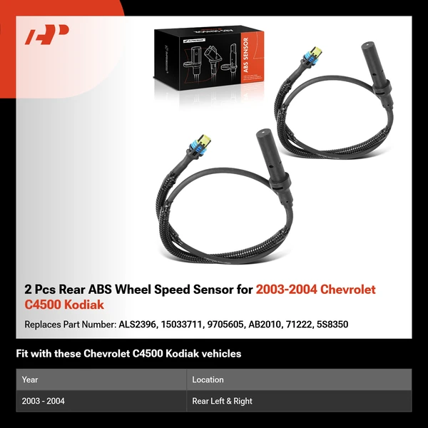 2 Pcs Rear ABS Wheel Speed Sensor for 2003-2004 Chevrolet C4500 Kodiak