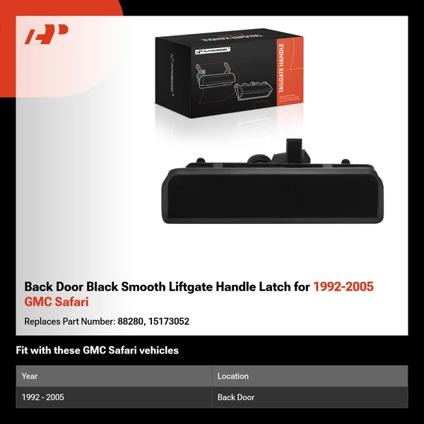 Back Door Black Smooth Liftgate Handle Latch for 1992-2005 GMC Safari