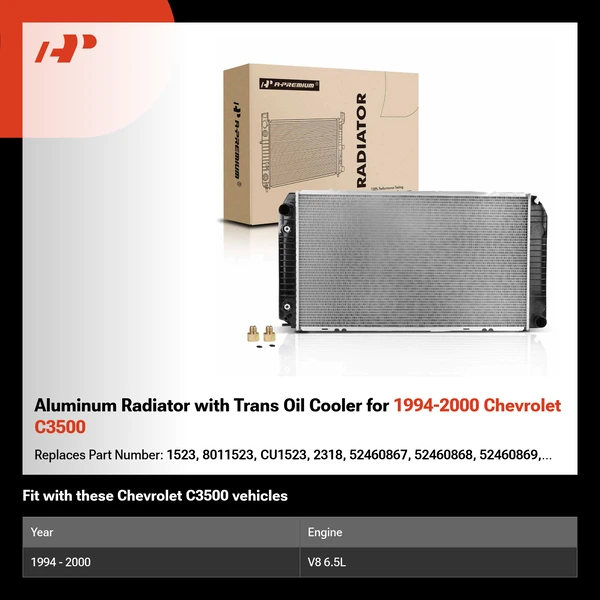 Aluminum Radiator with Trans Oil Cooler for 1994-2000 Chevrolet C3500