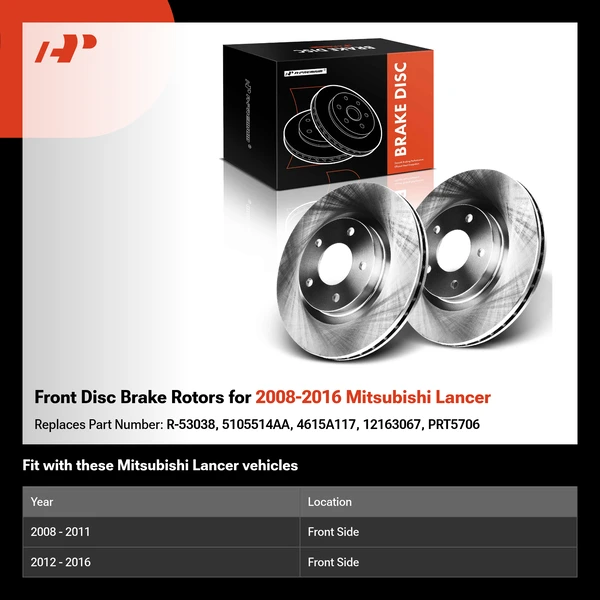 Front Disc Brake Rotors for 2008-2016 Mitsubishi Lancer