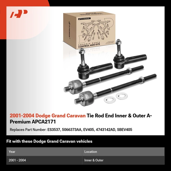 2001-2004 Dodge Grand Caravan Tie Rod End Inner & Outer A-Premium APCA2171