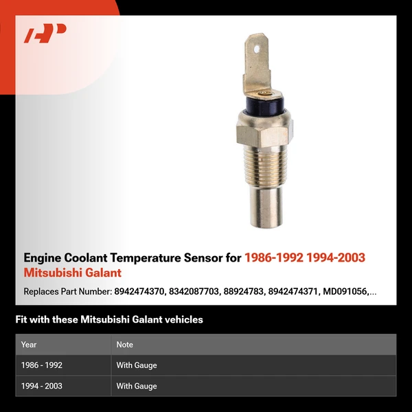 Engine Coolant Temperature Sensor for 1986-1992 1994-2003 Mitsubishi Galant