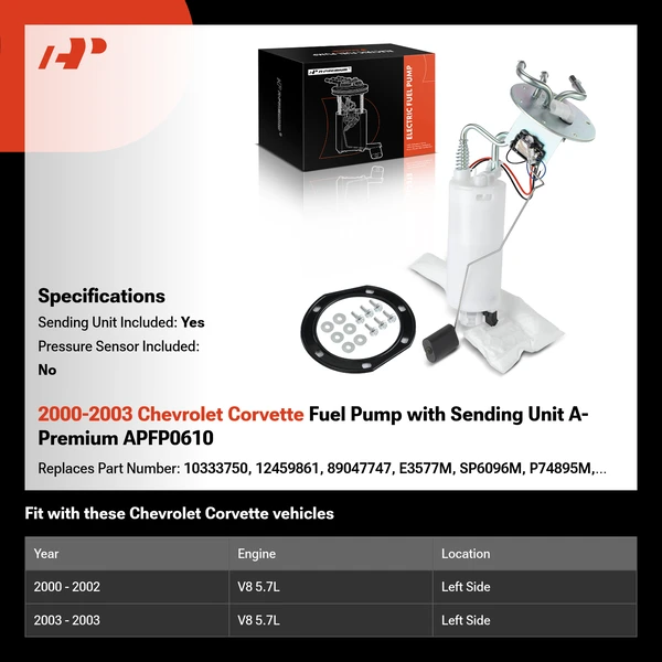 2000-2003 Chevrolet Corvette Fuel Pump with Sending Unit A-Premium APFP0610